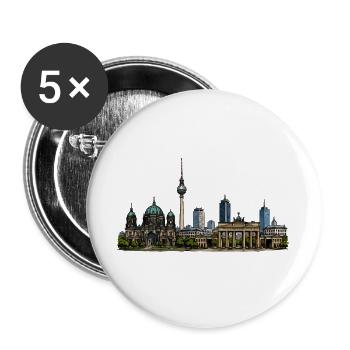 Berliner Skyline Illustration - Buttons groß 56 mm (5er Pack) - Weiß - Vorne
