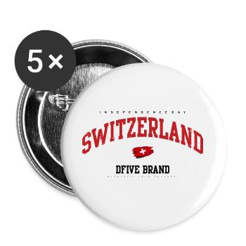 Arc suisse en Rouge pinceau - Lot de 5 grands badges (56 mm) - blanc - Devant