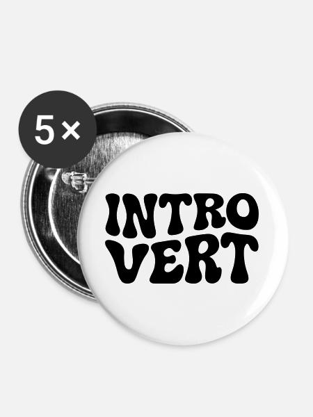 Introvertiertes Retro-Logo im Stil der Siebziger - Buttons groß 56 mm (5er Pack) - Weiß