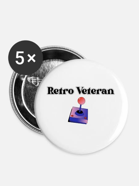Retro_Veteran-1- - Buttons groß 56 mm (5er Pack) - Weiß