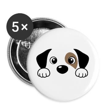 Regard curieux de chien câlin - Lot de 5 grands badges (56 mm) - blanc - Devant