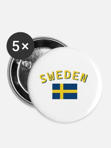 Schweden - Buttons groß 56 mm (5er Pack) - Weiß