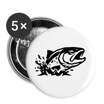 Poisson sauteur Pêche Pêche Poisson prédateur - Lot de 5 grands badges (56 mm) - blanc - Devant