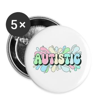 Autistique Arc en Ciel Éclatant - Lot de 5 grands badges (56 mm) - blanc - Devant