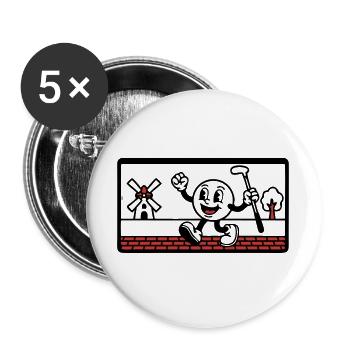 Minigolf Bahn Windmühle Freizeitpark Team - Buttons groß 56 mm (5er Pack) - Weiß - Vorne