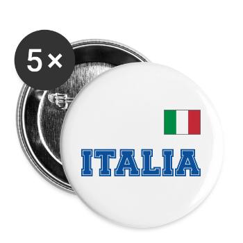 Italien Trikot Look - ITALIA mit Flagge Fahne - Buttons groß 56 mm (5er Pack) - Weiß - Vorne