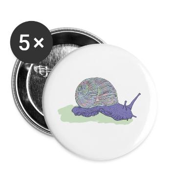 Pastell Schnecke, Illustration, Tierzeichnung - Buttons groß 56 mm (5er Pack) - Weiß - Vorne