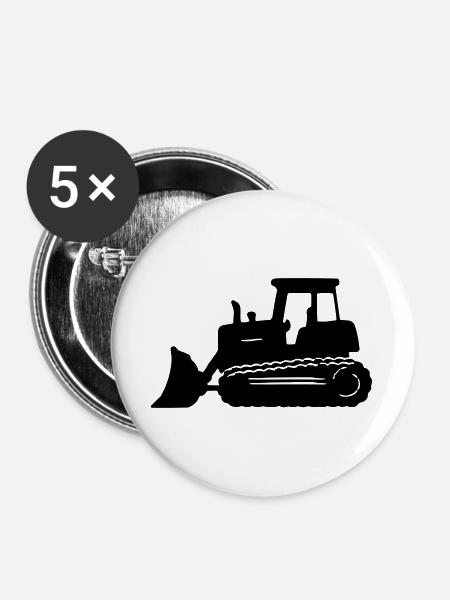 Bagger Silhouette - Buttons groß 56 mm (5er Pack) - Weiß