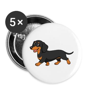 Image d’un teckel dans un style cartoon - Lot de 5 grands badges (56 mm) - blanc - Devant