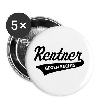 Rentner Gegen Rechts (Rente / Ruhestand / Black) - Buttons groß 56 mm (5er Pack) - Weiß - Vorne