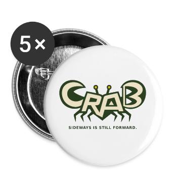CRAB – latéral signifie aussi en avant - Lot de 5 grands badges (56 mm) - blanc - Devant
