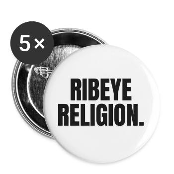 RELIGION DU RIBEYE | T-shirt Carnivore | Steak Lover - Lot de 5 grands badges (56 mm) - blanc - Devant