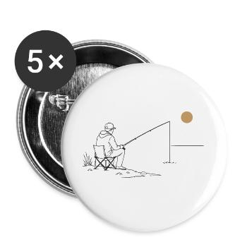 Angeln am See - Buttons groß 56 mm (5er Pack) - Weiß - Vorne