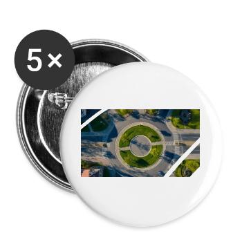Vue aérienne Cercle rond Accents verts - Lot de 5 grands badges (56 mm) - blanc - Devant