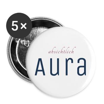 Absichtlich Aura Typo-Print - Buttons groß 56 mm (5er Pack) - Weiß - Vorne