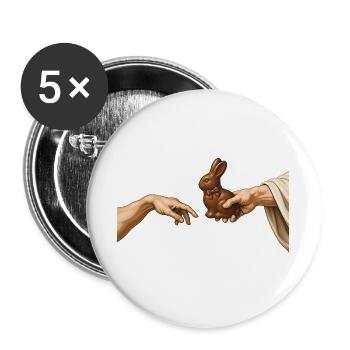 Ostern Die Schöpfung Schokoladenhase Lustige Oster - Buttons groß 56 mm (5er Pack) - Weiß - Vorne