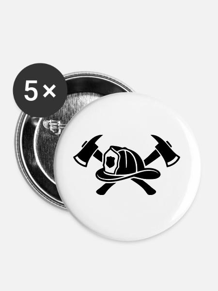 Feuerwehrhelm Aexte Logo - Buttons groß 56 mm (5er Pack) - Weiß