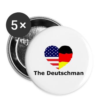 Heart Flag USADeutschland Fusion - Lot de 5 grands badges (56 mm) - blanc - Devant
