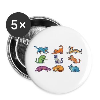 Chats colorés : Pop Art de chatons comiques mignons - Lot de 5 grands badges (56 mm) - blanc - Devant