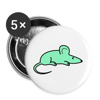 Minzfarbene Maus Silhouette - Buttons groß 56 mm (5er Pack) - Weiß - Vorne