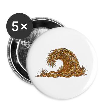 Large Wave pour musicien de synthétiseur modulaire - Lot de 5 grands badges (56 mm) - blanc - Devant