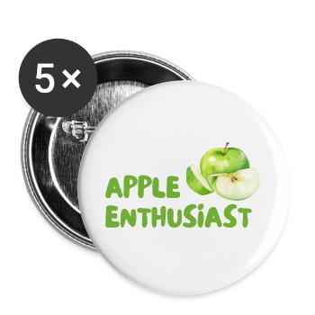 Apfel Enthusiast – Grüner Stil - Buttons groß 56 mm (5er Pack) - Weiß - Vorne
