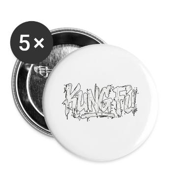Kung Fu Handwriting Graffiti - Buttons large 2.2''/56 mm (5-pack) - white - Front
