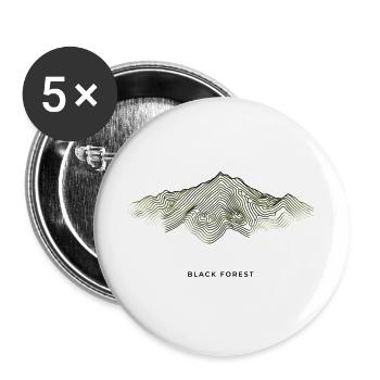 Black Forest Topographic | Vintage Line Art - Buttons groß 56 mm (5er Pack) - Weiß - Vorne