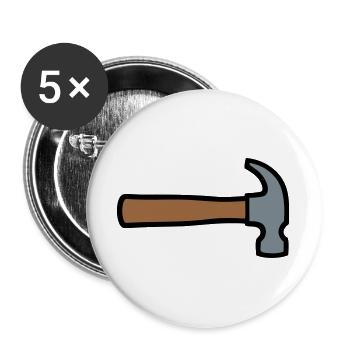 Carpenter's Hammer Tool Icon - Buttons large 2.2''/56 mm (5-pack) - white - Front