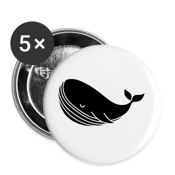 Wal Silhouette minimalistisches Meeresmotiv - Buttons groß 56 mm (5er Pack) - Weiß - Vorne
