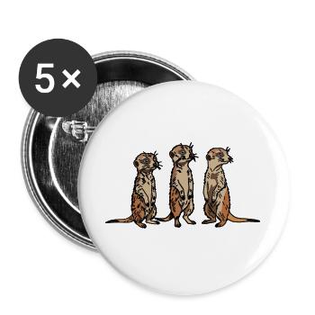 Cute, hand-drawn Meerkat Trio design - Buttons large 2.2''/56 mm (5-pack) - white - Front