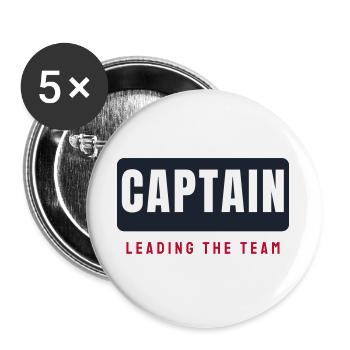 Poutre de lettrage de capitaine - Capitaine Sport d’équipe - Lot de 5 grands badges (56 mm) - blanc - Devant