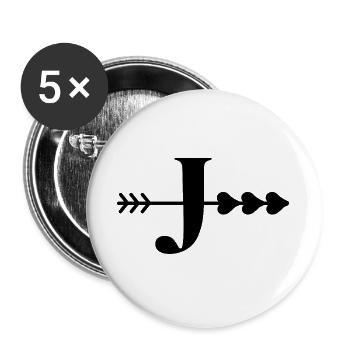 Letter j arrow heart - Buttons large 2.2''/56 mm (5-pack) - white - Front