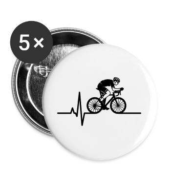Road Bike Heartbeat ECG - Buttons large 2.2''/56 mm (5-pack) - white - Front