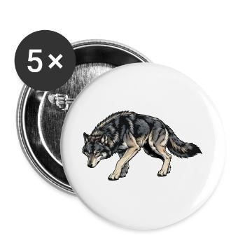 Wolf Illustration - Buttons large 2.2''/56 mm (5-pack) - white - Front