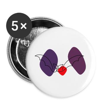 Lineart bat with color background - Buttons large 2.2''/56 mm (5-pack) - white - Front