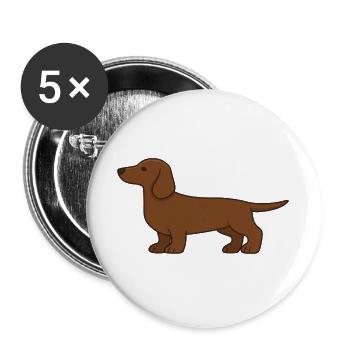 Brown Dachshund Silhouette - Buttons large 2.2''/56 mm (5-pack) - white - Front