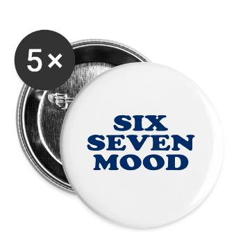 Six Seven Mood - 67 - Meme - Basketball - 6-7 - Buttons groß 56 mm (5er Pack) - Weiß - Vorne