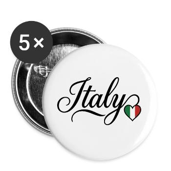 Italy Love Script Heart - Buttons large 2.2''/56 mm (5-pack) - white - Front