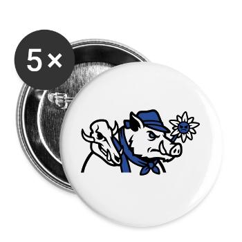 Logo du Crâne de sanglier sauvage - Lot de 5 grands badges (56 mm) - blanc - Devant