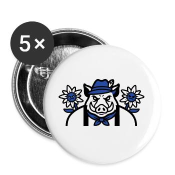 Wildschwein Edelweiss Wappen - Buttons groß 56 mm (5er Pack) - Weiß - Vorne