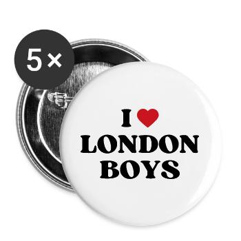 J’aime les garçons de Londres - Spruch - Lot de 5 grands badges (56 mm) - blanc - Devant
