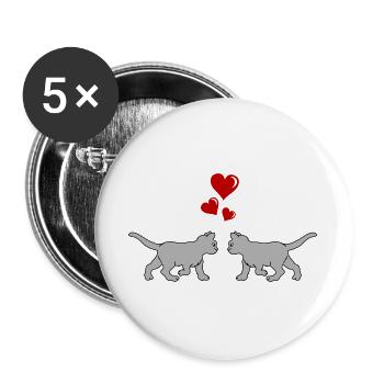 katze_verliebt_02 - Buttons groß 56 mm (5er Pack) - Weiß - Vorne