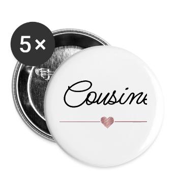 Beste Cousine mit Herz – Familien Geschenk - Buttons groß 56 mm (5er Pack) - Weiß - Vorne