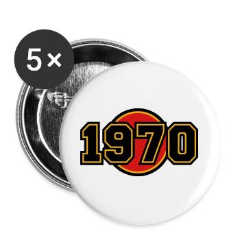 1970 Geburtsjahr Retro Logo - Buttons groß 56 mm (5er Pack) - Weiß - Vorne