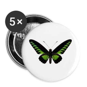 Rajah Brookes Birdwing Trogonoptera brookiana - Buttons groß 56 mm (5er Pack) - Weiß - Vorne