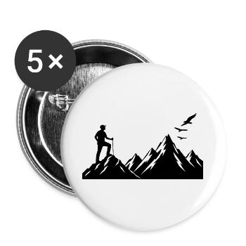 Bergsteiger besteigen den Berg Gipfel die Berge  - Buttons groß 56 mm (5er Pack) - Weiß - Vorne