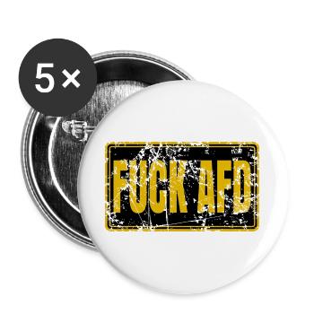 FUCK AFD – Rebellische Streetwear - Buttons groß 56 mm (5er Pack) - Weiß - Vorne