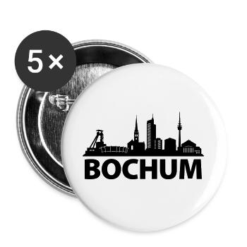 Bochum Skyline - Buttons groß 56 mm (5er Pack) - Weiß - Vorne