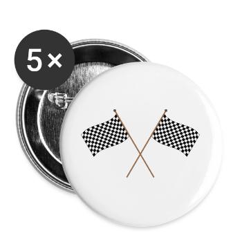 Rennflagge - Buttons groß 56 mm (5er Pack) - Weiß - Vorne